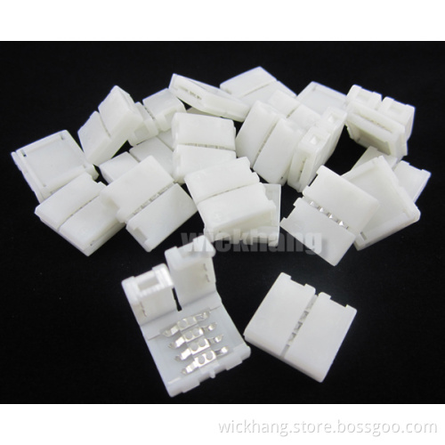 10mm RGB 4pin Solderless Clip-on Coupler Clip Connector for LED Strip Light 5050 RGB